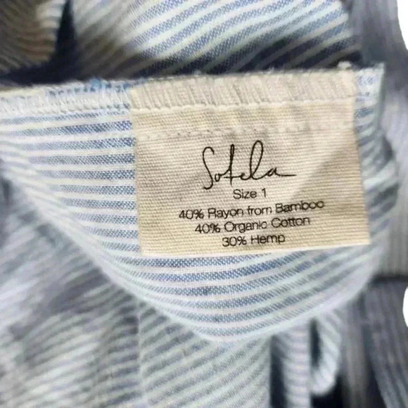 Sotela Amalfi Dress Blue White Stripe Button Front Midi Sleeveless Women's Small - Picture 9 of 14